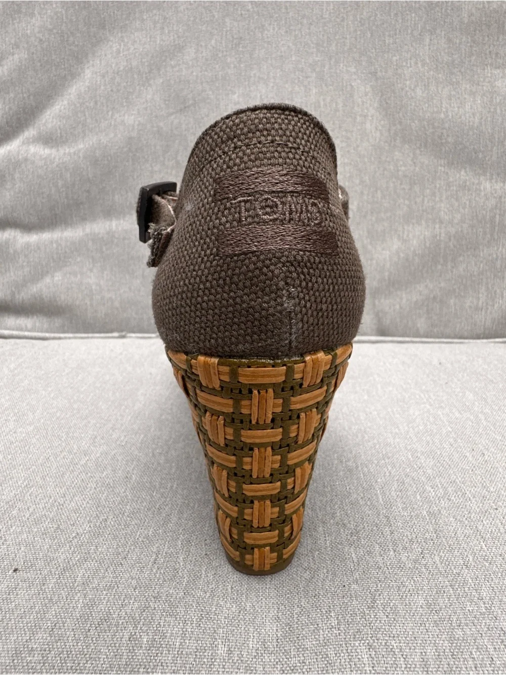 TOMS Clarissa olive textile with wrapped wedge